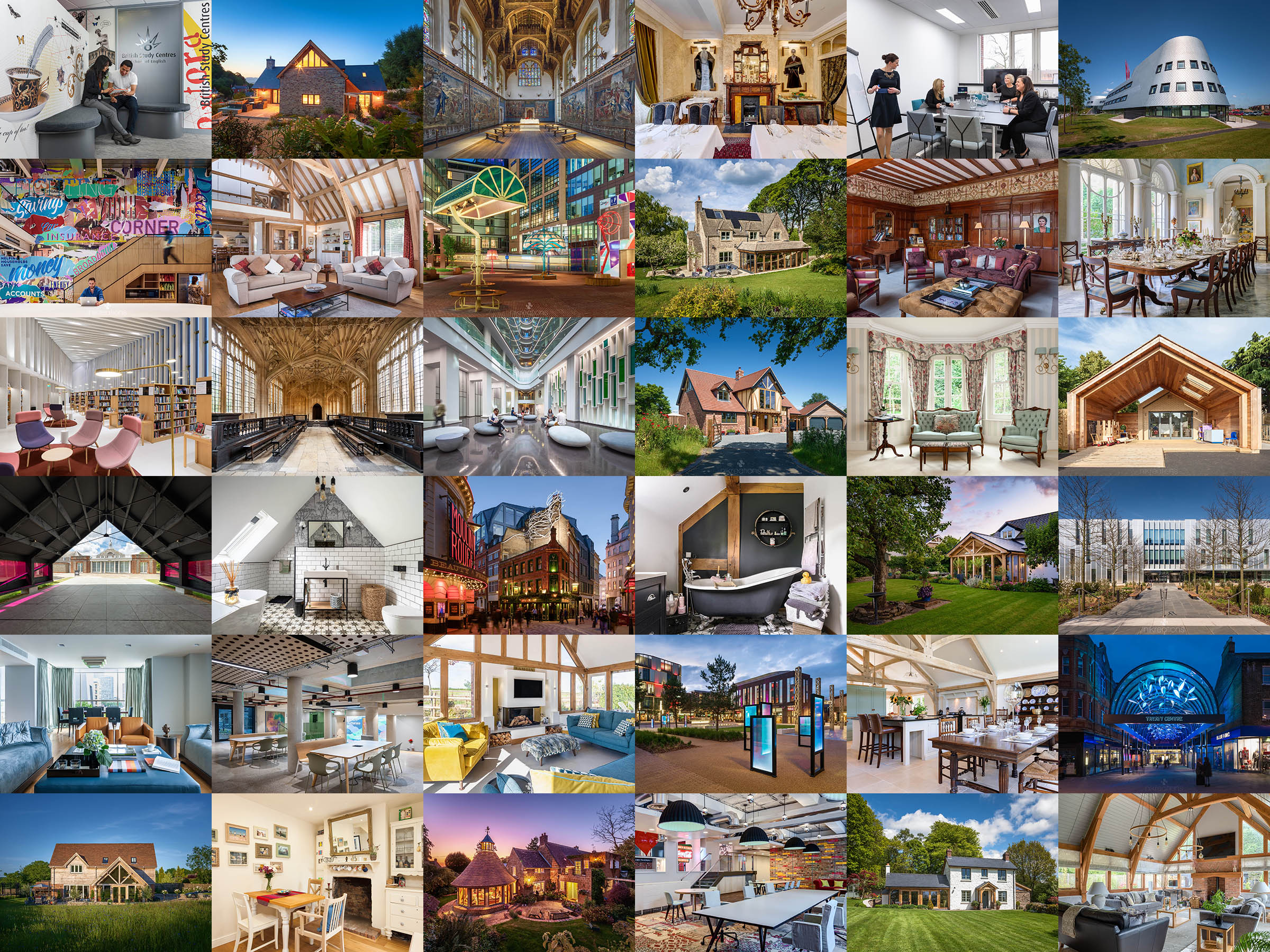 A grid of select images showing architectural photography and virtual tour projects done over 20+ years
